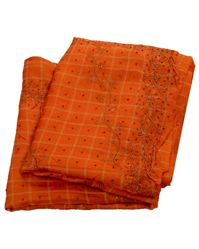 Sanskriti Vintage Peach Sarees 100% Pure Silk Hand Embroidered Fabric Sari, PS-42121-Peach-Hand Embroidered With Zari Work &amp; Thread Work-100% Pure Silk-12