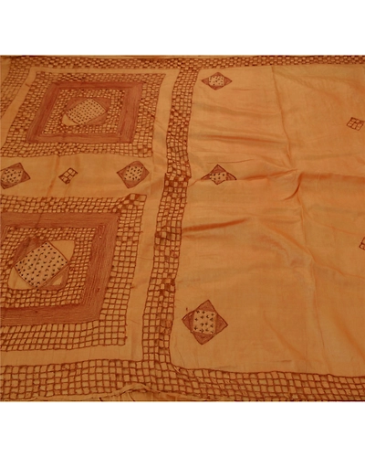 Sanskriti Vintage Brown Sarees 100% Pure Silk Hand Embroidered Craft Fabric Sari, PS-42424-Brown-Hand Embroidered With Thread Work-100% Pure Silk-1