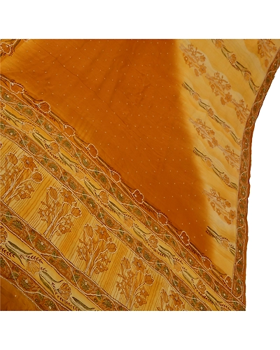 Sanskrit Vintage Brown Saree Pure Crepe Silk Hand Beaded Craft Fabric Pearl Sari, PS-42474-Brown-Null-100% Pure Crepe Silk-2