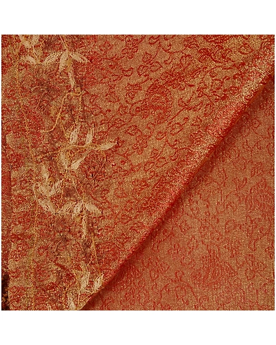 Sanskriti Vintage Indian Sarees Tissue Hand Embroidery Fabric Sari With Blouse, PS-42997-Brown-Hand Beaded With Zardozi Work-Tissue-5