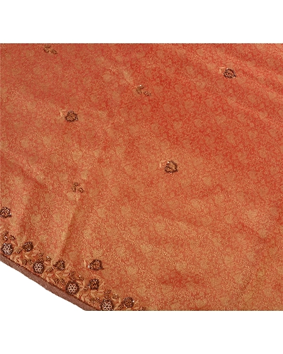 Sanskriti Vintage Indian Sarees Tissue Hand Embroidery Fabric Sari With Blouse, PS-42997-Brown-Hand Beaded With Zardozi Work-Tissue-7