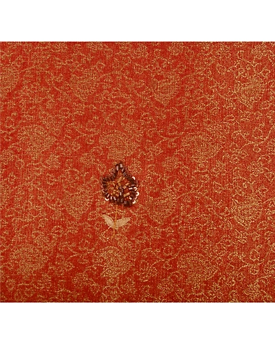 Sanskriti Vintage Indian Sarees Tissue Hand Embroidery Fabric Sari With Blouse, PS-42997-Brown-Hand Beaded With Zardozi Work-Tissue-9
