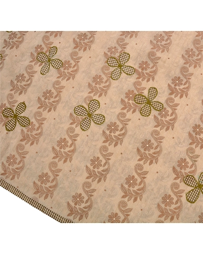 Sanskriti Vintage Cream Indian Sarees Pure Cotton Embroidered Craft Fabric Sari, PS-43065-Cream-Embroidered With Thread Work-100% Pure Cotton-7