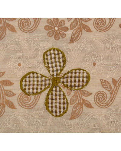 Sanskriti Vintage Cream Indian Sarees Pure Cotton Embroidered Craft Fabric Sari, PS-43065-Cream-Embroidered With Thread Work-100% Pure Cotton-9