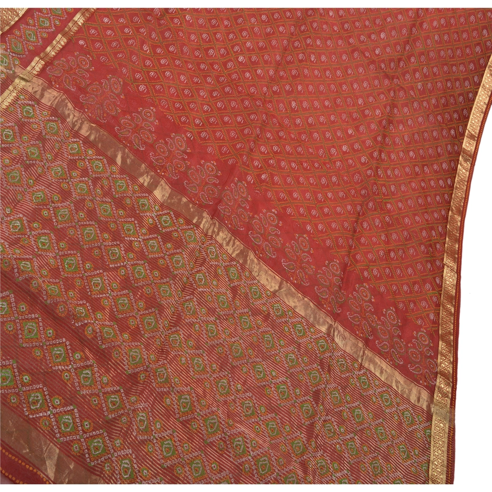 Sanskriti Vintage Sarees 100% Pure Organza Silk Paint Woven Craft Fabric Sari, PS-43159-Dark Red-Woven With Painted Work-100% Pure Organza Silk-2