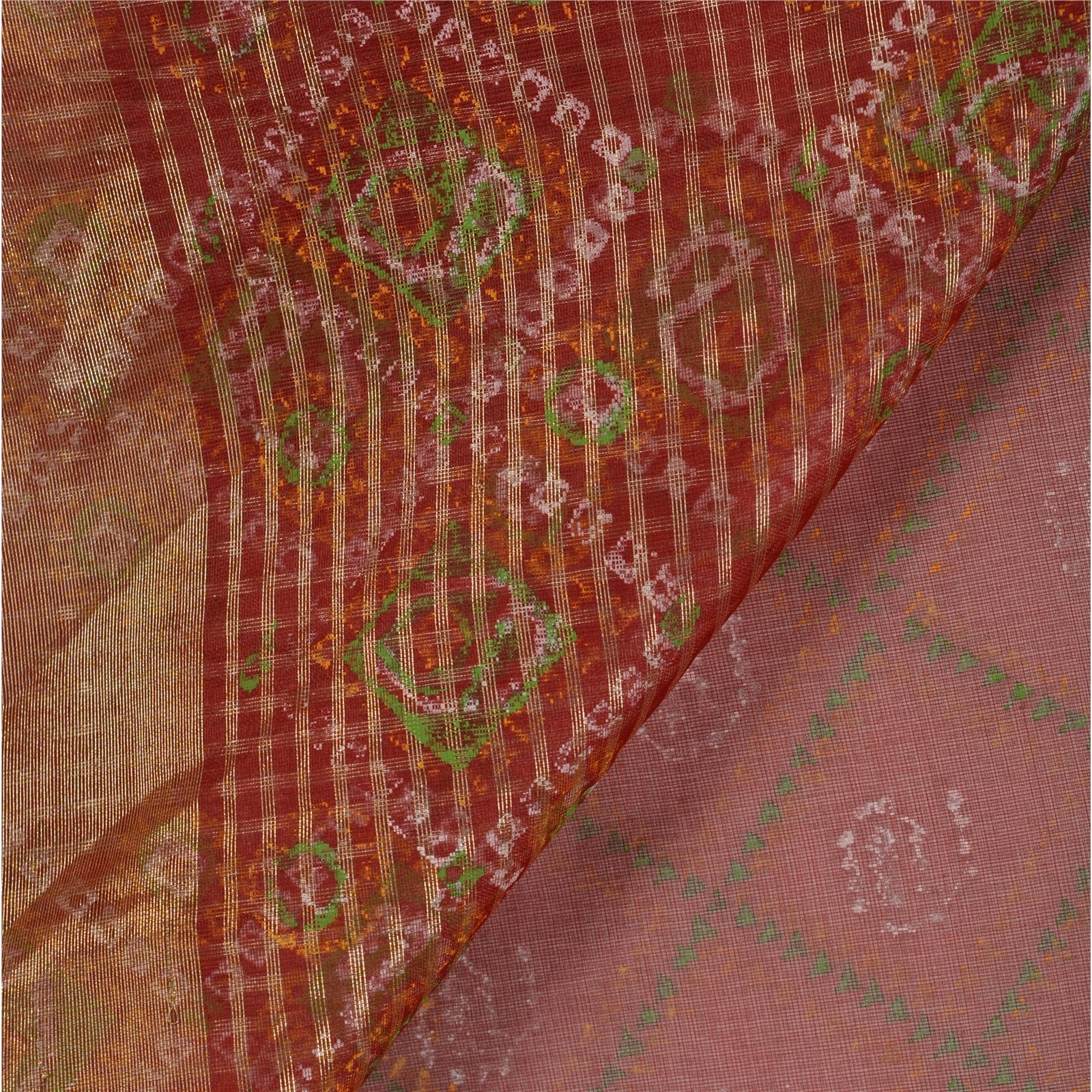 Sanskriti Vintage Sarees 100% Pure Organza Silk Paint Woven Craft Fabric Sari, PS-43159-Dark Red-Woven With Painted Work-100% Pure Organza Silk-3