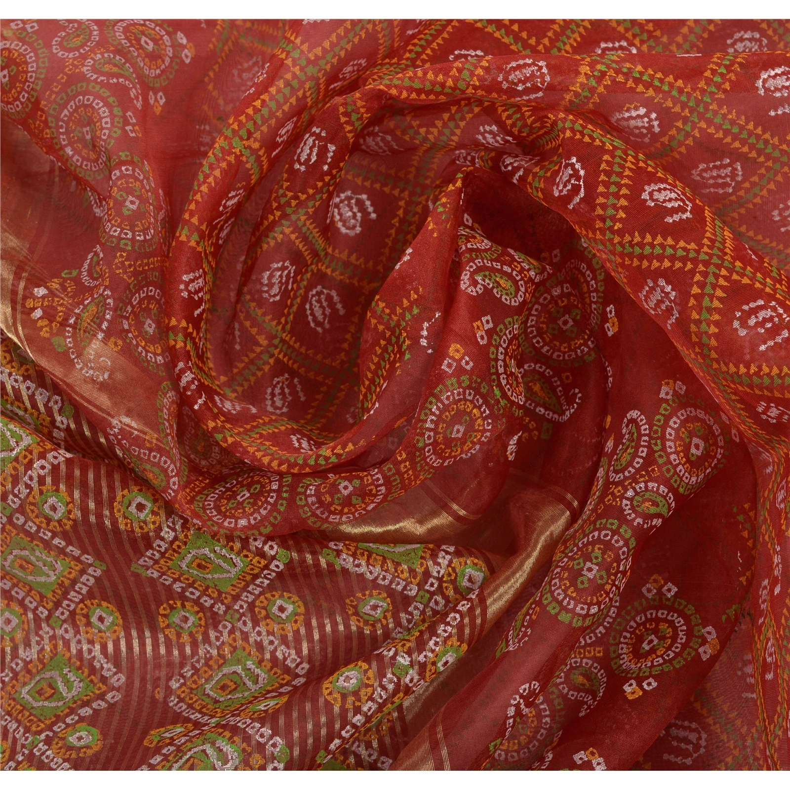 Sanskriti Vintage Sarees 100% Pure Organza Silk Paint Woven Craft Fabric Sari, PS-43159-Dark Red-Woven With Painted Work-100% Pure Organza Silk-9