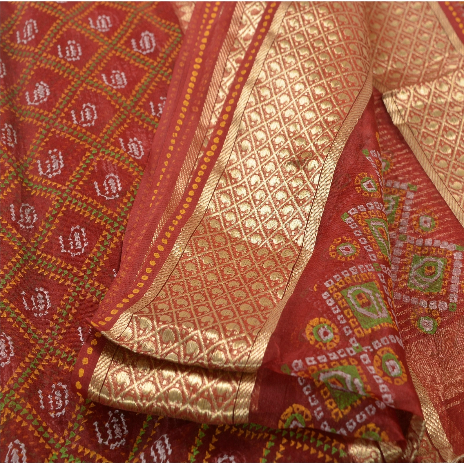 Sanskriti Vintage Sarees 100% Pure Organza Silk Paint Woven Craft Fabric Sari, PS-43159-Dark Red-Woven With Painted Work-100% Pure Organza Silk-12