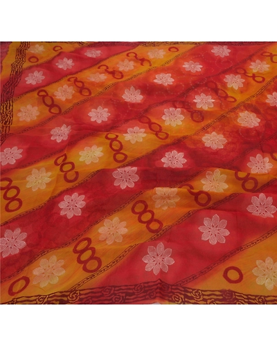 Sanskriti Vintage Sarees Blend Georgette Hand Beaded Fabric Premium Red Sari, PS-43394-Red-Embroidered With Thread Work-Blend Georgette-2