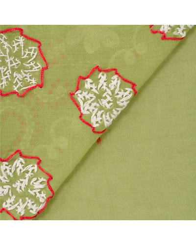 Sanskriti Vintage Green Sarees Cotton Hand Embroidered Fabric Chikankari Sari, PS-43396-Green-Hand Embroidered With Thread Work-Cotton-4