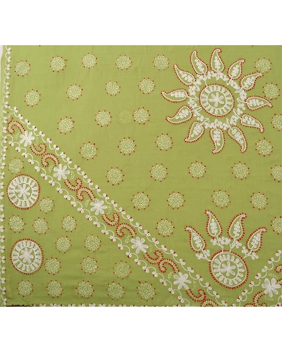 Sanskriti Vintage Green Sarees Cotton Hand Embroidered Fabric Chikankari Sari, PS-43396-Green-Hand Embroidered With Thread Work-Cotton-5