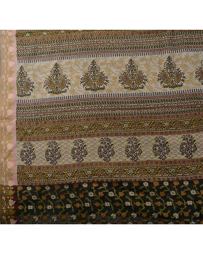 Sanskriti Vintage Indian Sari Silk Blend Woven Green Craft 5 Yd Fabric Sarees, PS-43855-Green-Woven Work-Silk Blend-5