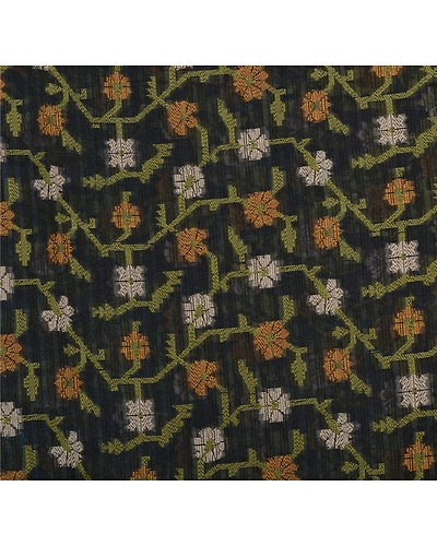 Sanskriti Vintage Indian Sari Silk Blend Woven Green Craft 5 Yd Fabric Sarees, PS-43855-Green-Woven Work-Silk Blend-7