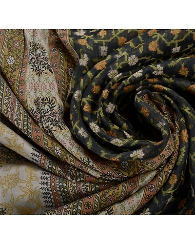 Sanskriti Vintage Indian Sari Silk Blend Woven Green Craft 5 Yd Fabric Sarees, PS-43855-Green-Woven Work-Silk Blend-8