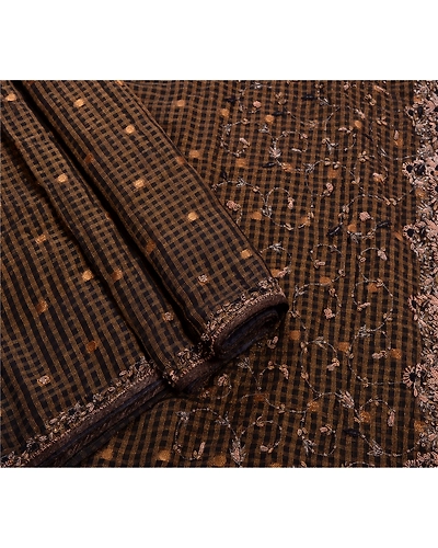 Sanskriti Vintage Black Sarees Georgette Hand Beaded Woven Fabric Premium Sari, PS-44030-Black-Hand Beaded With Zari Work &amp; Zardozi Work-Georgette-2