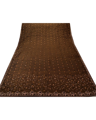 Sanskriti Vintage Black Sarees Georgette Hand Beaded Woven Fabric Premium Sari, PS-44030-Black-Hand Beaded With Zari Work &amp; Zardozi Work-Georgette-7