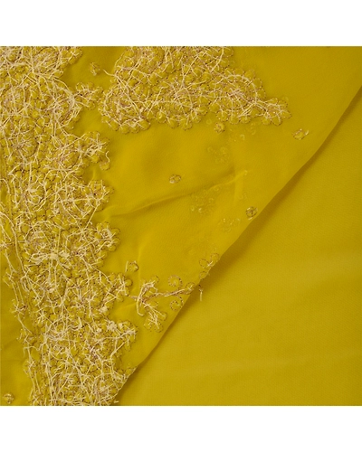 Sanskriti Vintage Green Sarees Georgette Hand Beaded Craft 5 Yd Fabric Sari, PS-44081-Green-Hand Beaded With Zari Work &amp; Sequins-Georgette-2