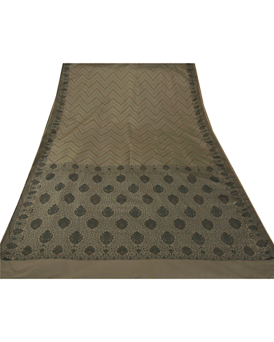 Sanskriti Vintage Sarees Art Silk Woven Grey Craft Fabric Premium 5 Yard Sari, PS-44865-Grey-Woven Work-Art Silk-6
