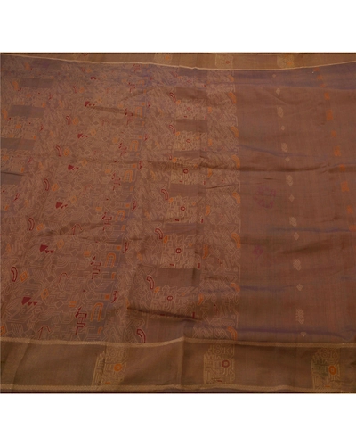 Sanskriti Vintage Indian Sari Pure Silk Woven Brown Premium 5 Yd Sarees Fabric, PS-45942-Brown-Woven Work-100% Pure Silk-1