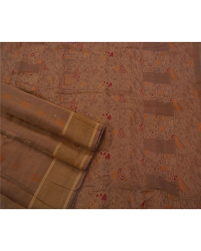 Sanskriti Vintage Indian Sari Pure Silk Woven Brown Premium 5 Yd Sarees Fabric, PS-45942-Brown-Woven Work-100% Pure Silk-2