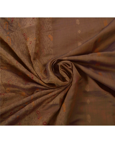 Sanskriti Vintage Indian Sari Pure Silk Woven Brown Premium 5 Yd Sarees Fabric, PS-45942-Brown-Woven Work-100% Pure Silk-5