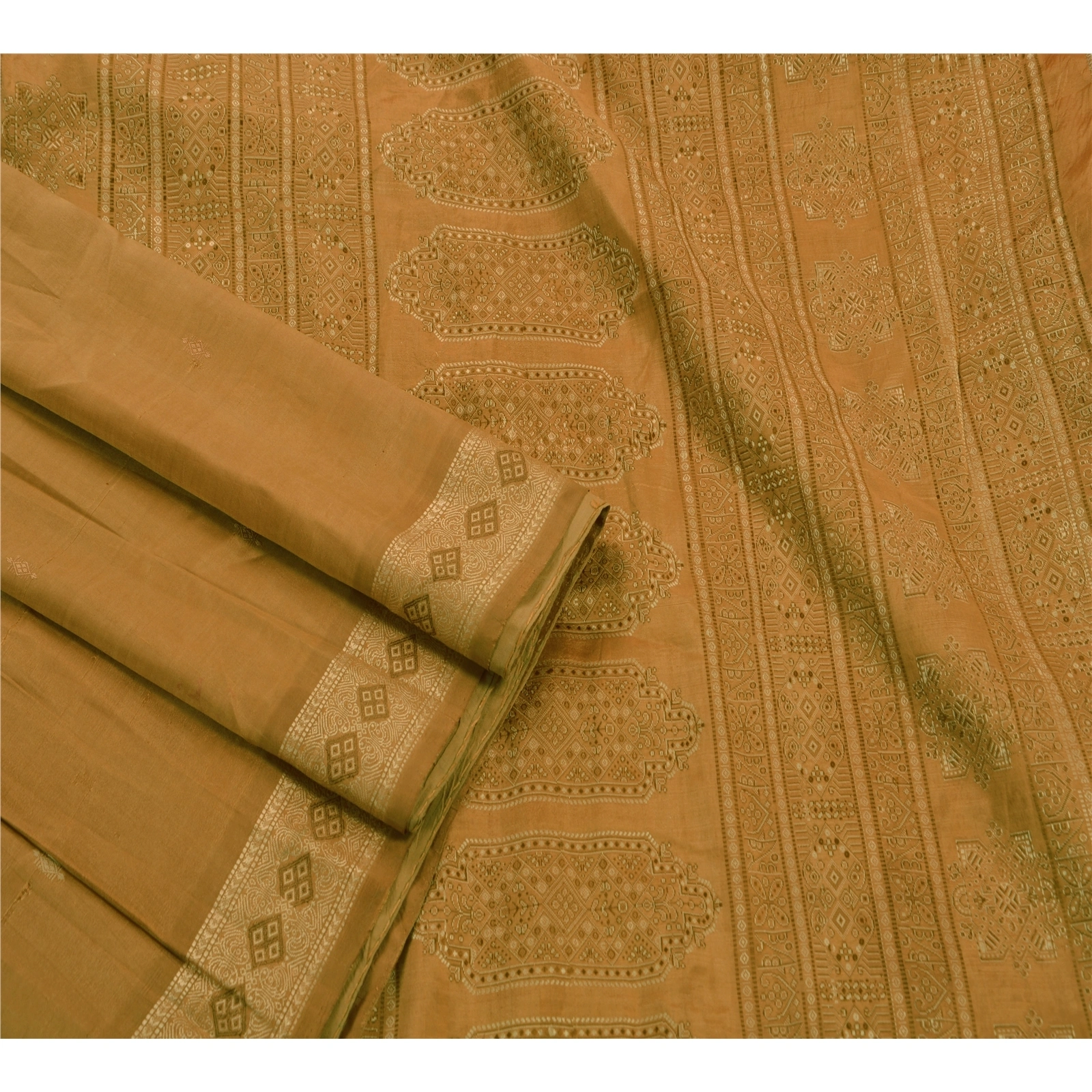 Sanskriti Vintage Brown Indian Sarees 100% Pure Silk Woven Fabric Premium Sari, PS-47200-Brown-Woven Work-100% Pure Silk-2