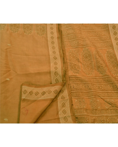 Sanskriti Vintage Brown Indian Sarees 100% Pure Silk Woven Fabric Premium Sari, PS-47200-Brown-Woven Work-100% Pure Silk-3