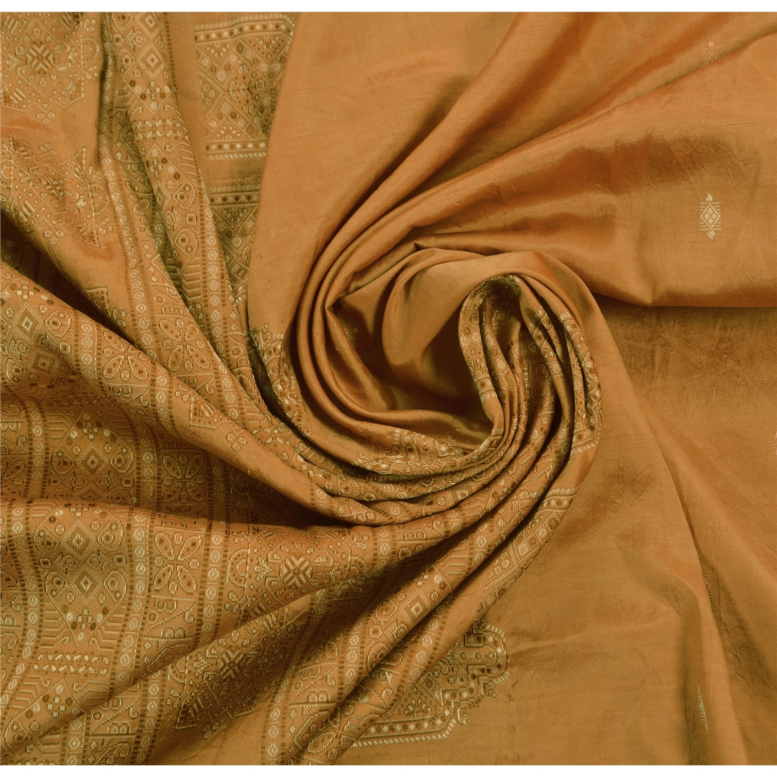 Sanskriti Vintage Brown Indian Sarees 100% Pure Silk Woven Fabric Premium Sari, PS-47200-Brown-Woven Work-100% Pure Silk-5