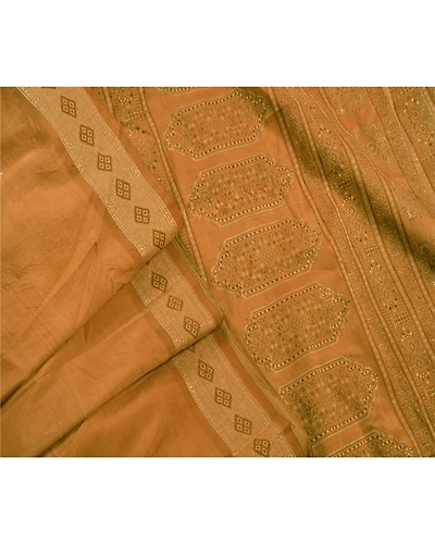 Sanskriti Vintage Brown Indian Sarees 100% Pure Silk Woven Fabric Premium Sari, PS-47200-Brown-Woven Work-100% Pure Silk-6