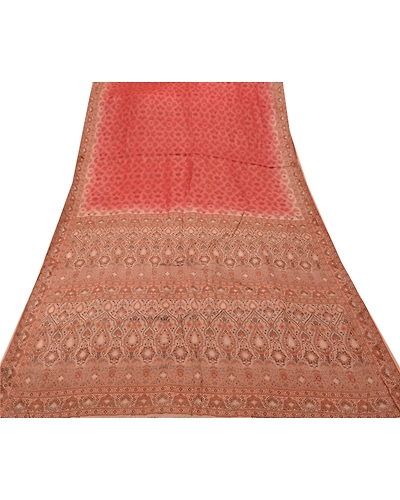 Sanskriti Vintage Indian Sarees 100% Pure Silk Woven Craft Fabric Cream Sari, PS-47371-Cream-Woven Work-Pure Silk-7