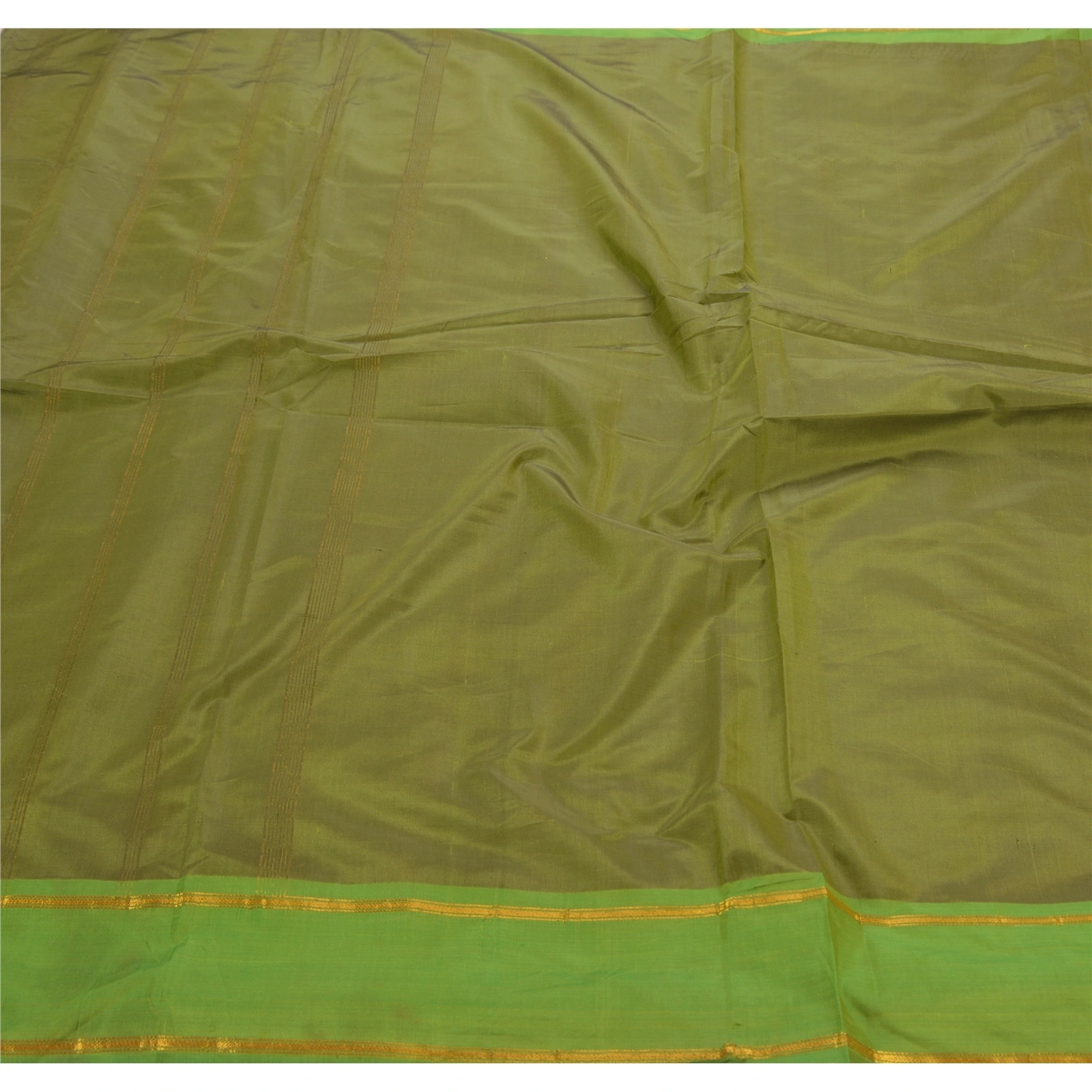 Sanskriti Vintage Indian Sarees Art Silk Woven Green Premium 5 Yd Fabric Sari, PS-47444-Green-Zari Work-Art Silk-1