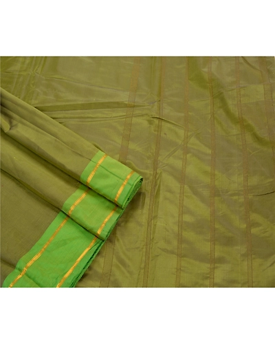 Sanskriti Vintage Indian Sarees Art Silk Woven Green Premium 5 Yd Fabric Sari, PS-47444-Green-Zari Work-Art Silk-2