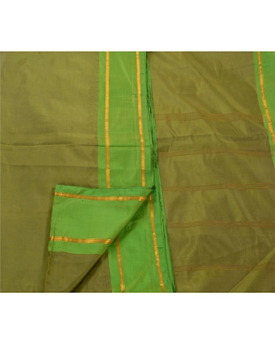 Sanskriti Vintage Indian Sarees Art Silk Woven Green Premium 5 Yd Fabric Sari, PS-47444-Green-Zari Work-Art Silk-3