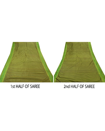 Sanskriti Vintage Indian Sarees Art Silk Woven Green Premium 5 Yd Fabric Sari, PS-47444-Green-Zari Work-Art Silk-4