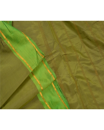 Sanskriti Vintage Indian Sarees Art Silk Woven Green Premium 5 Yd Fabric Sari, PS-47444-Green-Zari Work-Art Silk-6