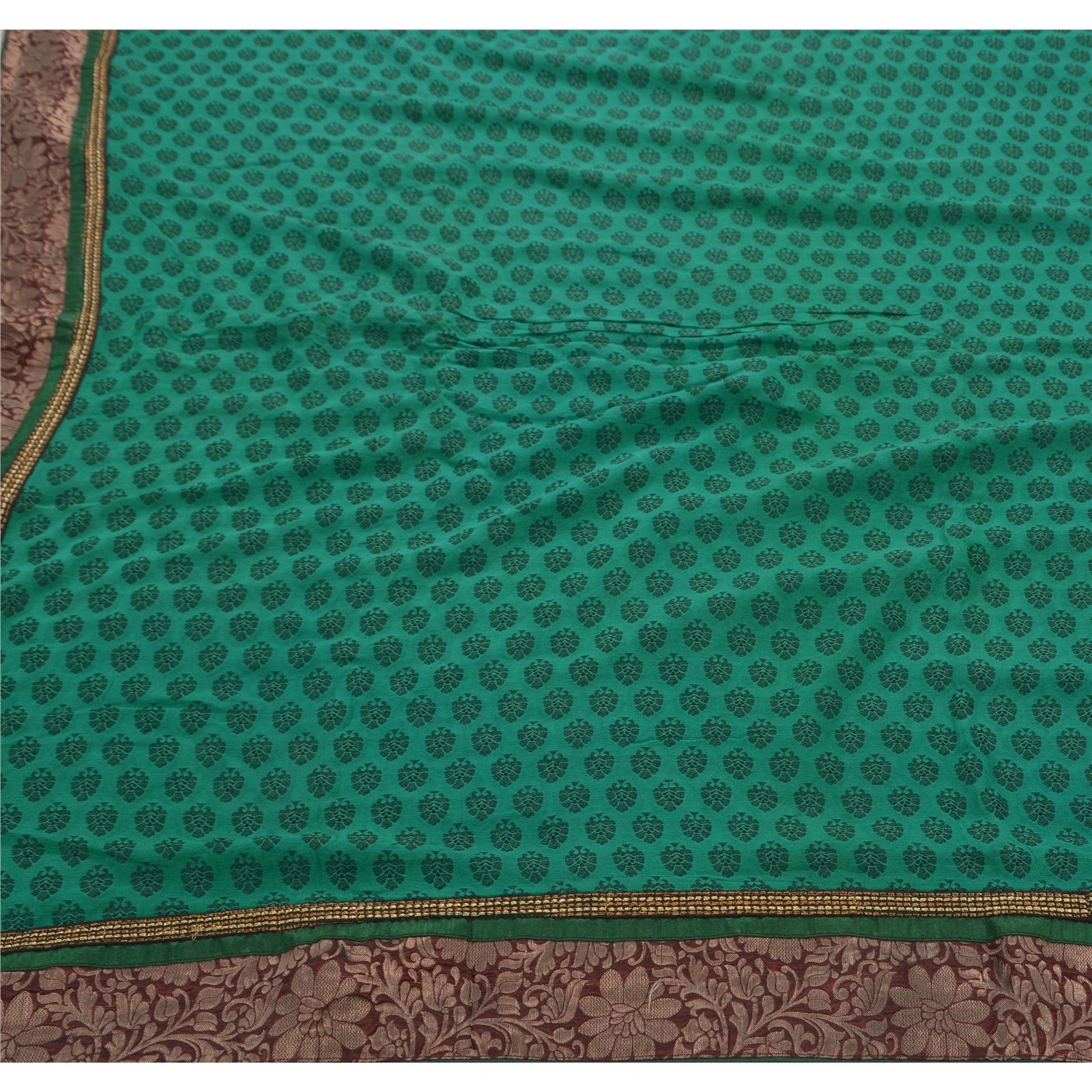 Sanskriti Vintage Sarees Georgette Embroidered Woven Fabric Premium Ethnic Sari, PS-47464-Green-Embroidered With Patch Work-Georgette-1