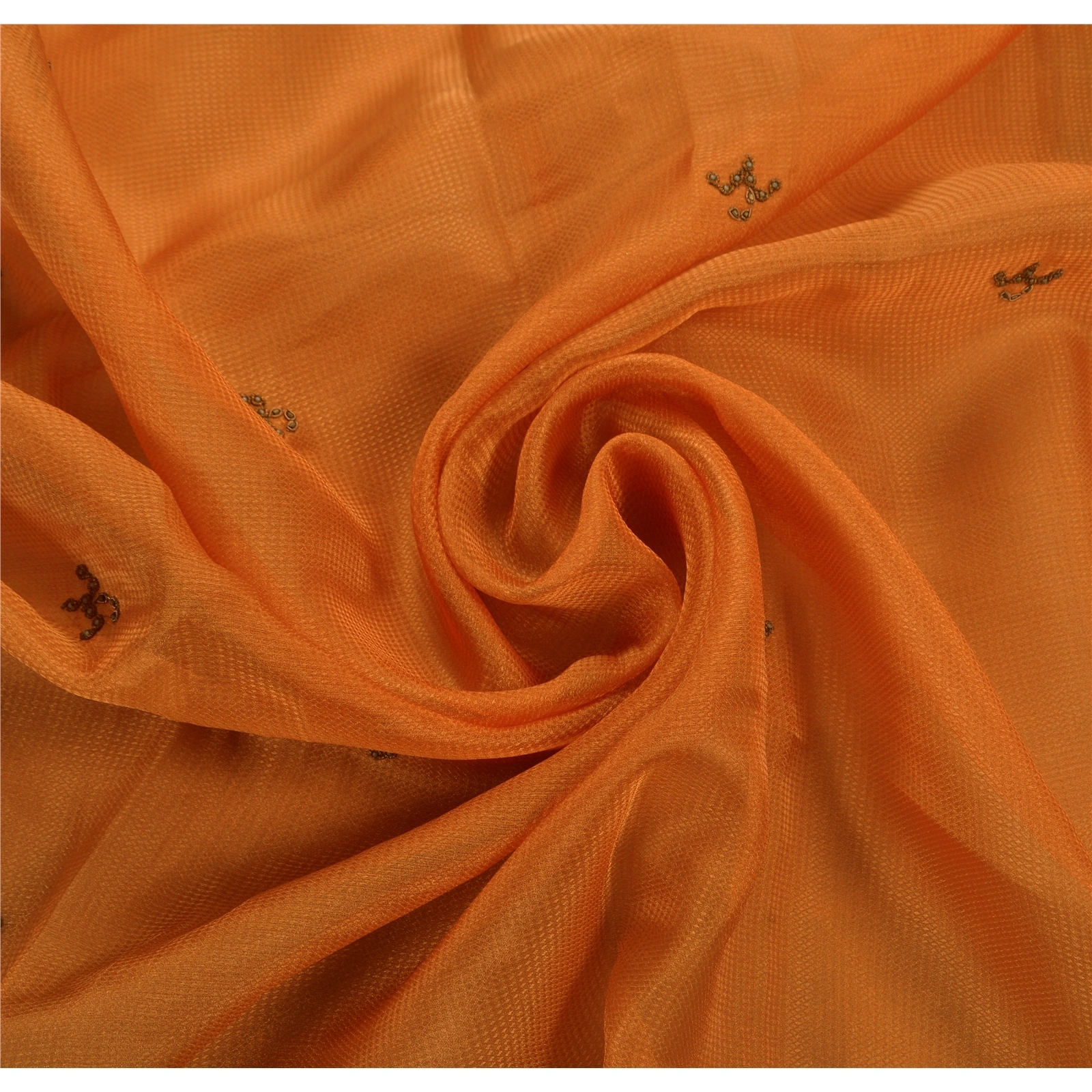 Sanskriti Vintage Orange Sarees Art Silk Hand Embroidery Fabric Premium Sari, PS-47727-Orange-Hand Beaded With Zardozi Work &amp; Sequins-Art Silk-5