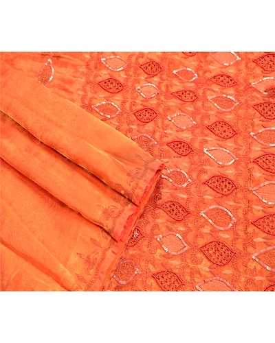 Sanskriti Vintage Golden Sarees Tissue Hand Embroidery Fabric Premium Sari, PS-47872-Golden-Sequins Work-Tissue-2