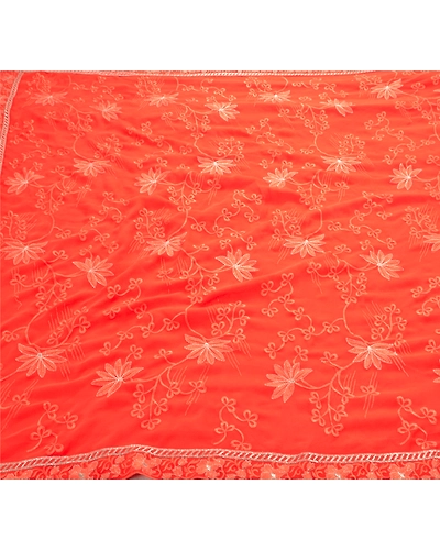Sanskriti Vintage Ethnic Sarees Georgette Embroidered Peach Fabric Premium Sari, PS-47937-Peach-Thread Work-Georgette-1