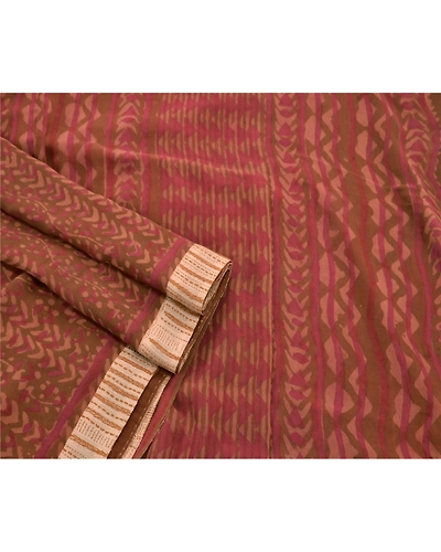 Sanskriti Vintage Sarees Pure Georgette Silk Embroidered Fabric Premium Sari, PS-47973-Brown-Patch Work-100% Pure Georgette Silk-2