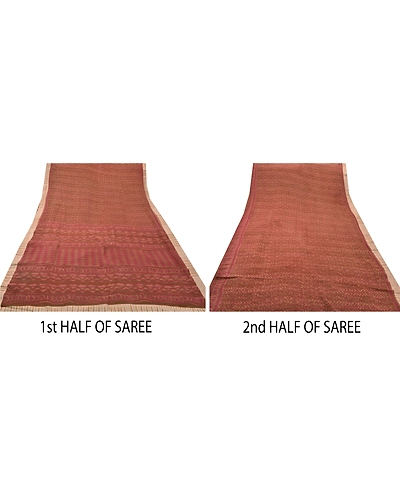 Sanskriti Vintage Sarees Pure Georgette Silk Embroidered Fabric Premium Sari, PS-47973-Brown-Patch Work-100% Pure Georgette Silk-4