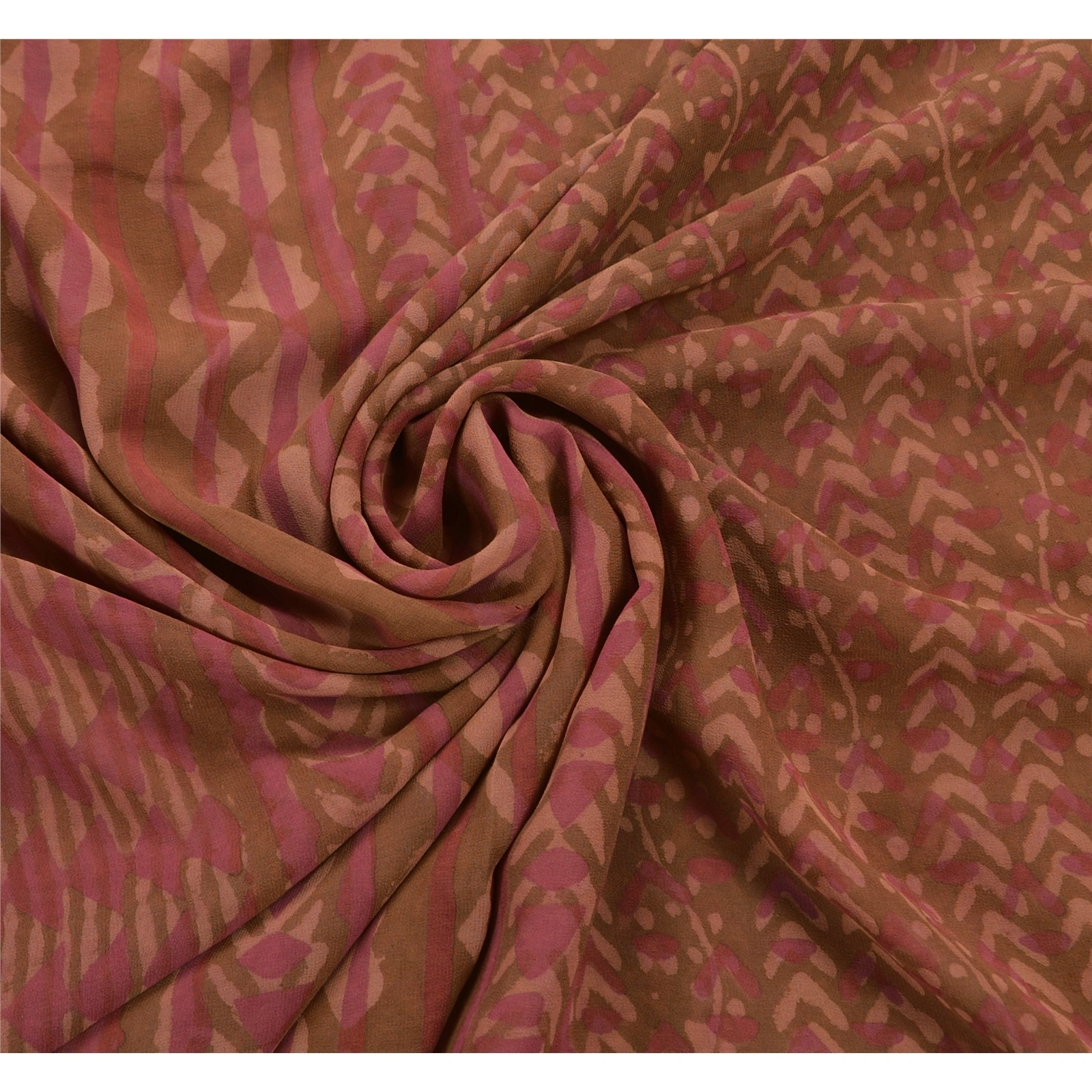 Sanskriti Vintage Sarees Pure Georgette Silk Embroidered Fabric Premium Sari, PS-47973-Brown-Patch Work-100% Pure Georgette Silk-5