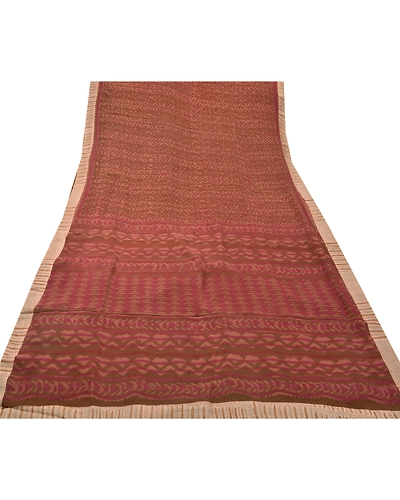 Sanskriti Vintage Sarees Pure Georgette Silk Embroidered Fabric Premium Sari, PS-47973-Brown-Patch Work-100% Pure Georgette Silk-7