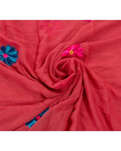 Sanskriti Vintage Pink Sarees Blend Georgette Hand Embroider Fabric Premium Sari, PS-48205-Pink-Thread Work-Blend Georgette-6