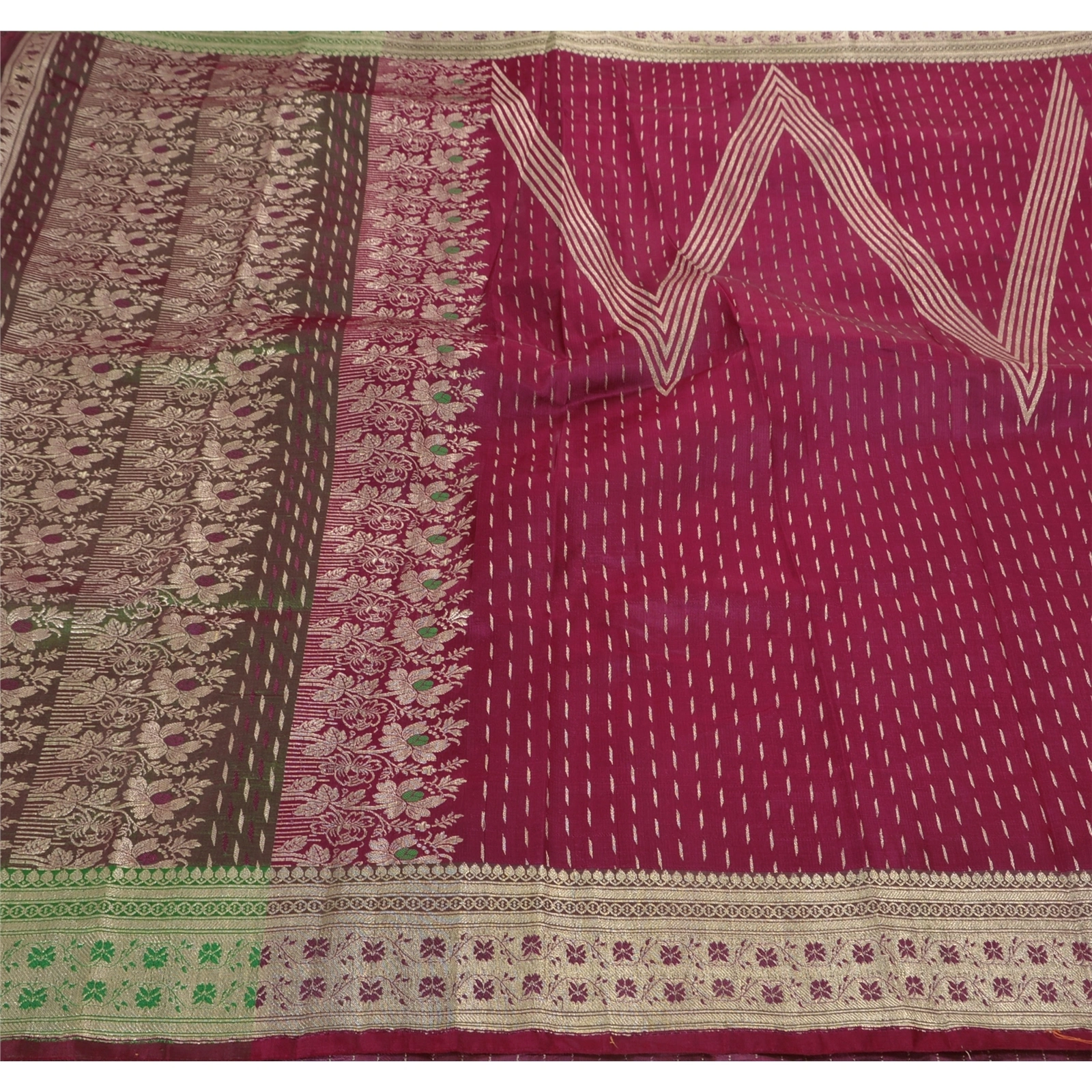 Sanskriti Vintage Pink Ethnic Sarees Art Silk Woven Brocade Fabric Premium Sari, PS-48213-Green-Woven Work-Art Silk-1