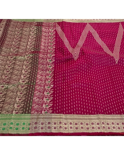Sanskriti Vintage Pink Ethnic Sarees Art Silk Woven Brocade Fabric Premium Sari, PS-48213-Green-Woven Work-Art Silk-1