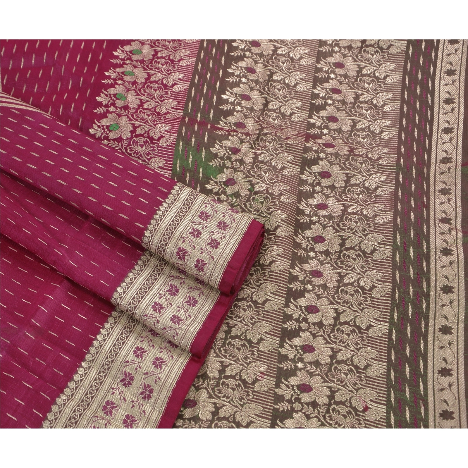 Sanskriti Vintage Pink Ethnic Sarees Art Silk Woven Brocade Fabric Premium Sari, PS-48213-Green-Woven Work-Art Silk-2