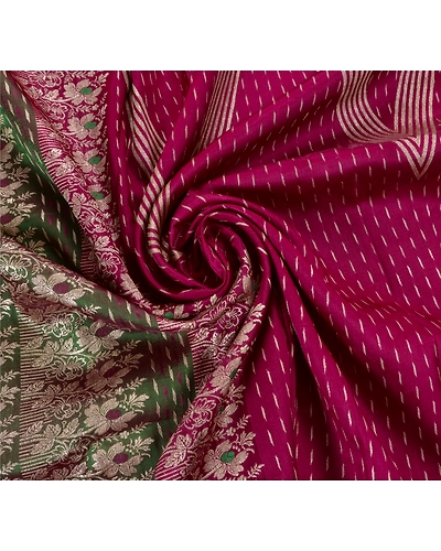 Sanskriti Vintage Pink Ethnic Sarees Art Silk Woven Brocade Fabric Premium Sari, PS-48213-Green-Woven Work-Art Silk-5