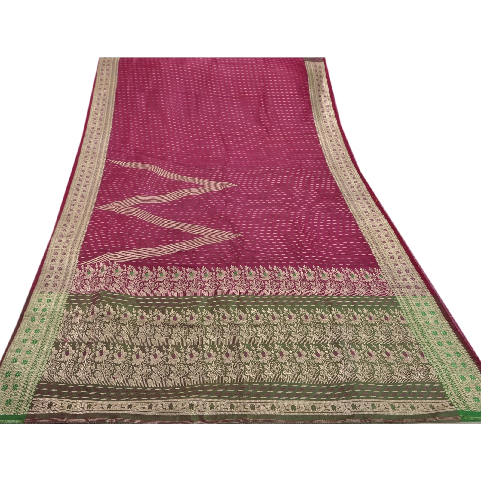 Sanskriti Vintage Pink Ethnic Sarees Art Silk Woven Brocade Fabric Premium Sari, PS-48213-Green-Woven Work-Art Silk-7