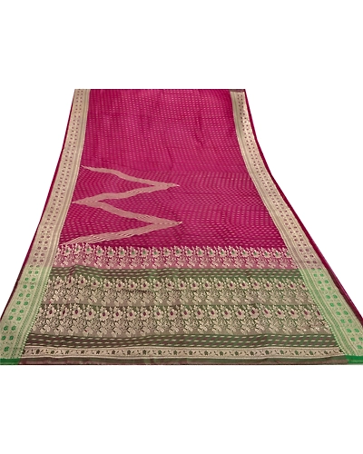 Sanskriti Vintage Pink Ethnic Sarees Art Silk Woven Brocade Fabric Premium Sari, PS-48213-Green-Woven Work-Art Silk-7